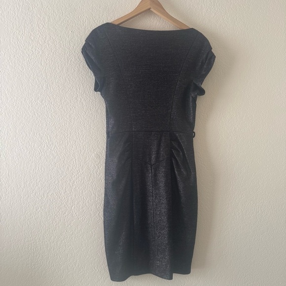 Diane von Furstenberg Metallic Black Wool Blend Ellen Marie Cocktail Dress - Picture 5 of 5